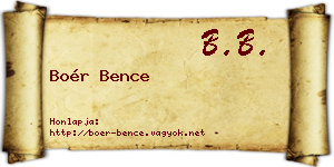 Boér Bence névjegykártya